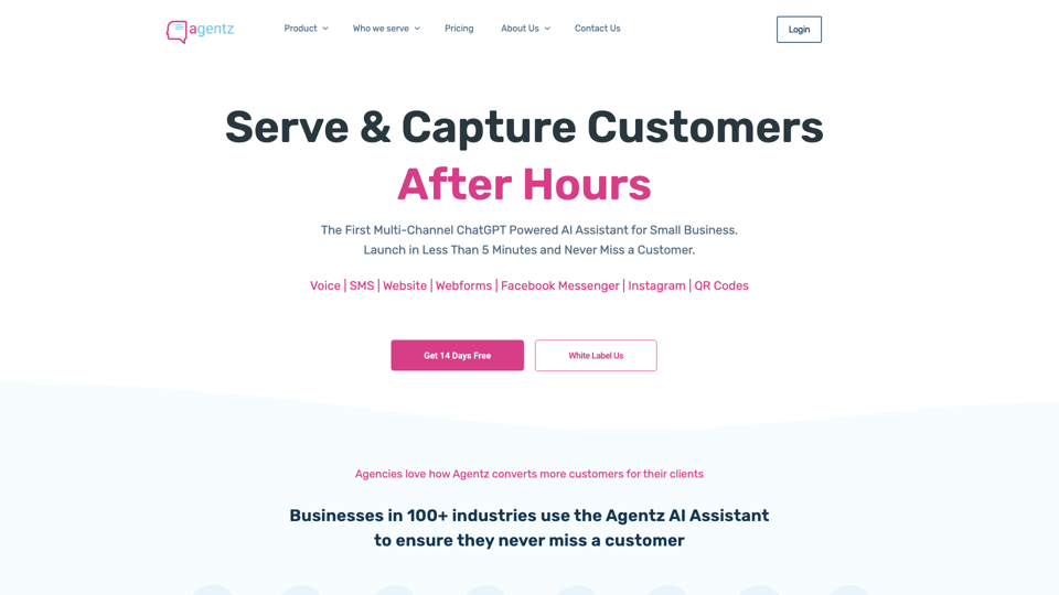 Agentz | AI driven digital receptionist | Never miss a customer