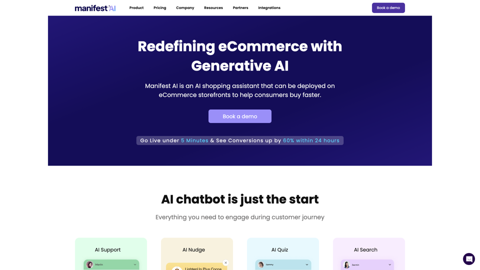 Manifest AI: GPT-Powered AI Shopping Assistant for your Shopify Store.