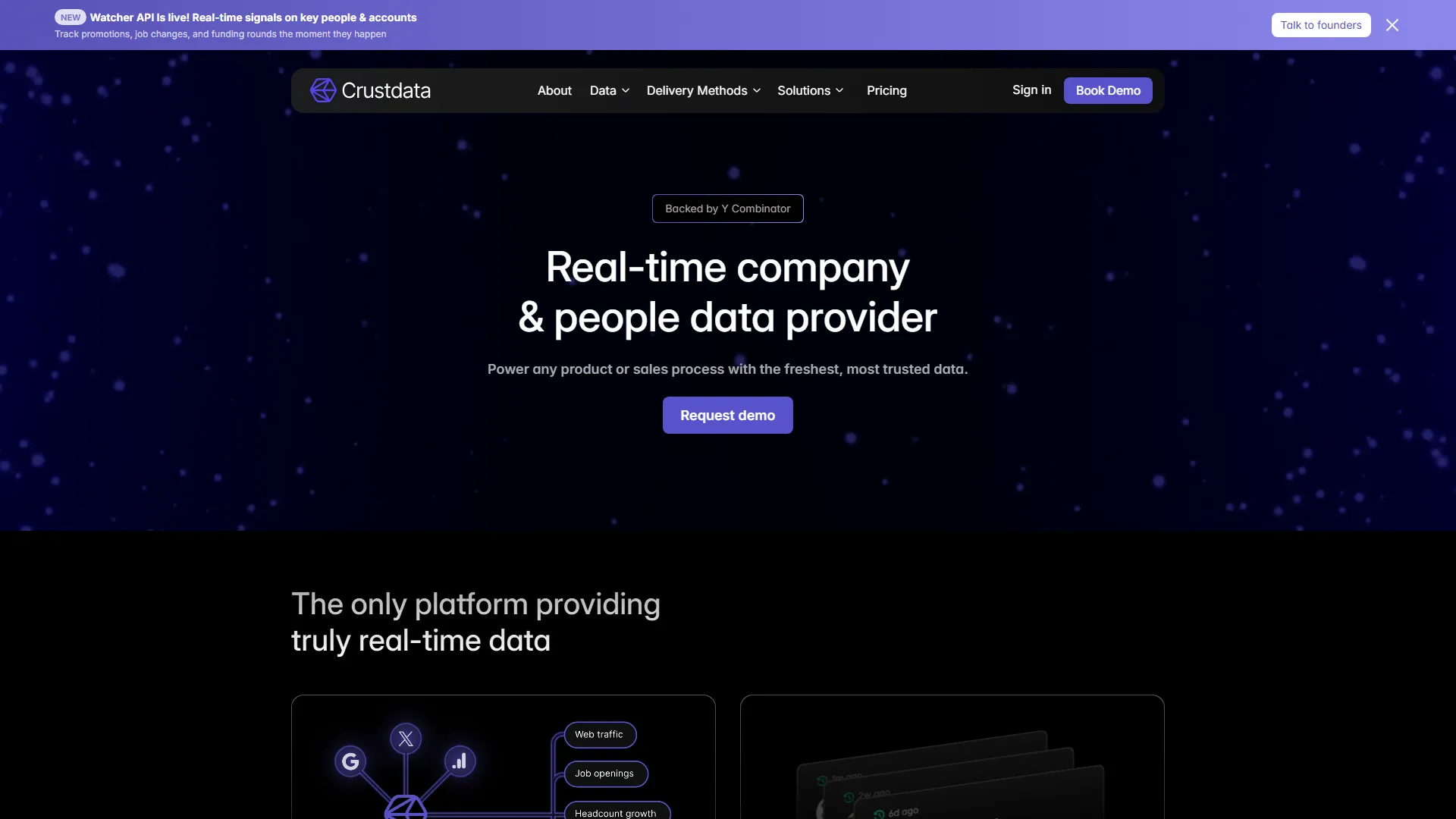Real-Time B2B Data Broker via API or Data Feed | Crustdata
