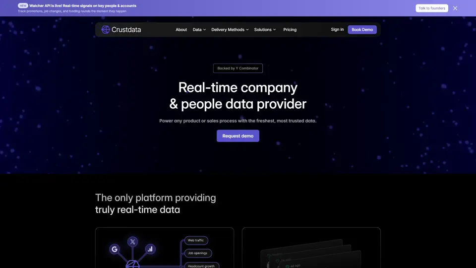 Real-Time B2B Data Broker via API or Data Feed | Crustdata