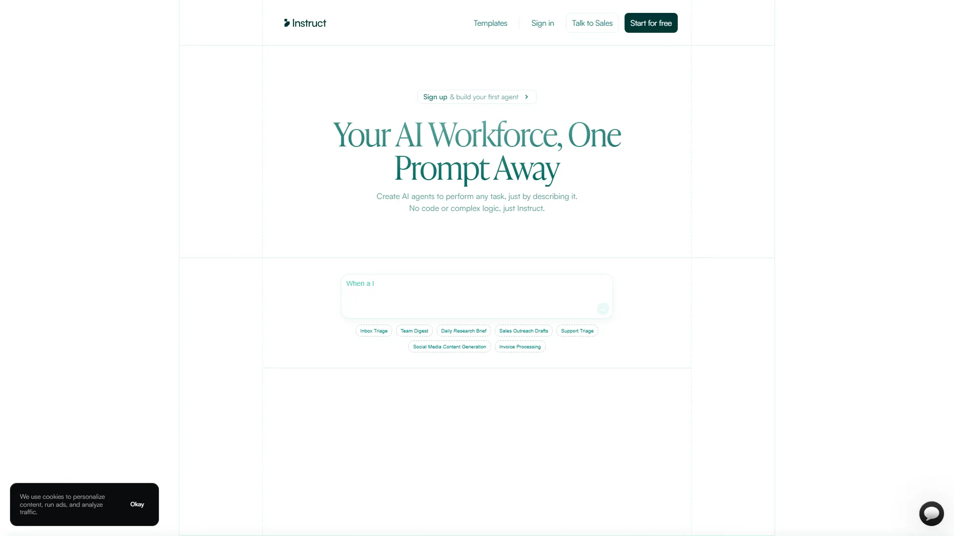 Instruct - Your AI Workforce, One Prompt Away | No-Code AI Agents