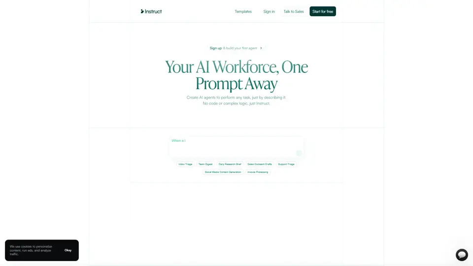 Instruct - Your AI Workforce, One Prompt Away | No-Code AI Agents