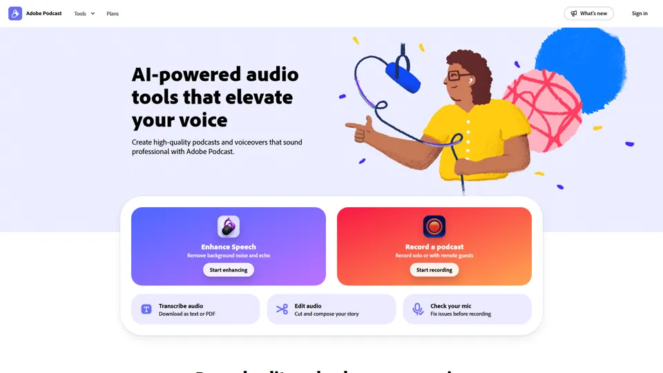 Adobe Podcast | AI audio recording and editing, all on the web