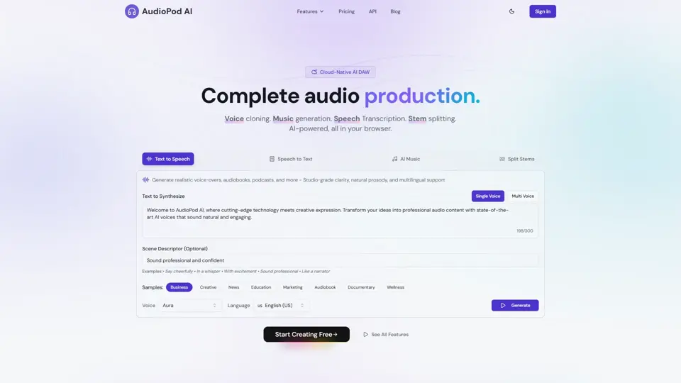 AudioPod AI - Download Audio from Link, Speaker Split & AI Audio Tools | AudioPod AI