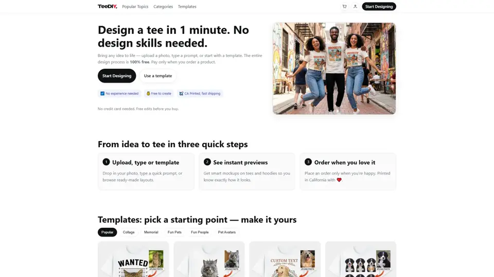 Design a tee in 1 minute. Shop unique apparel. | TeeDIY