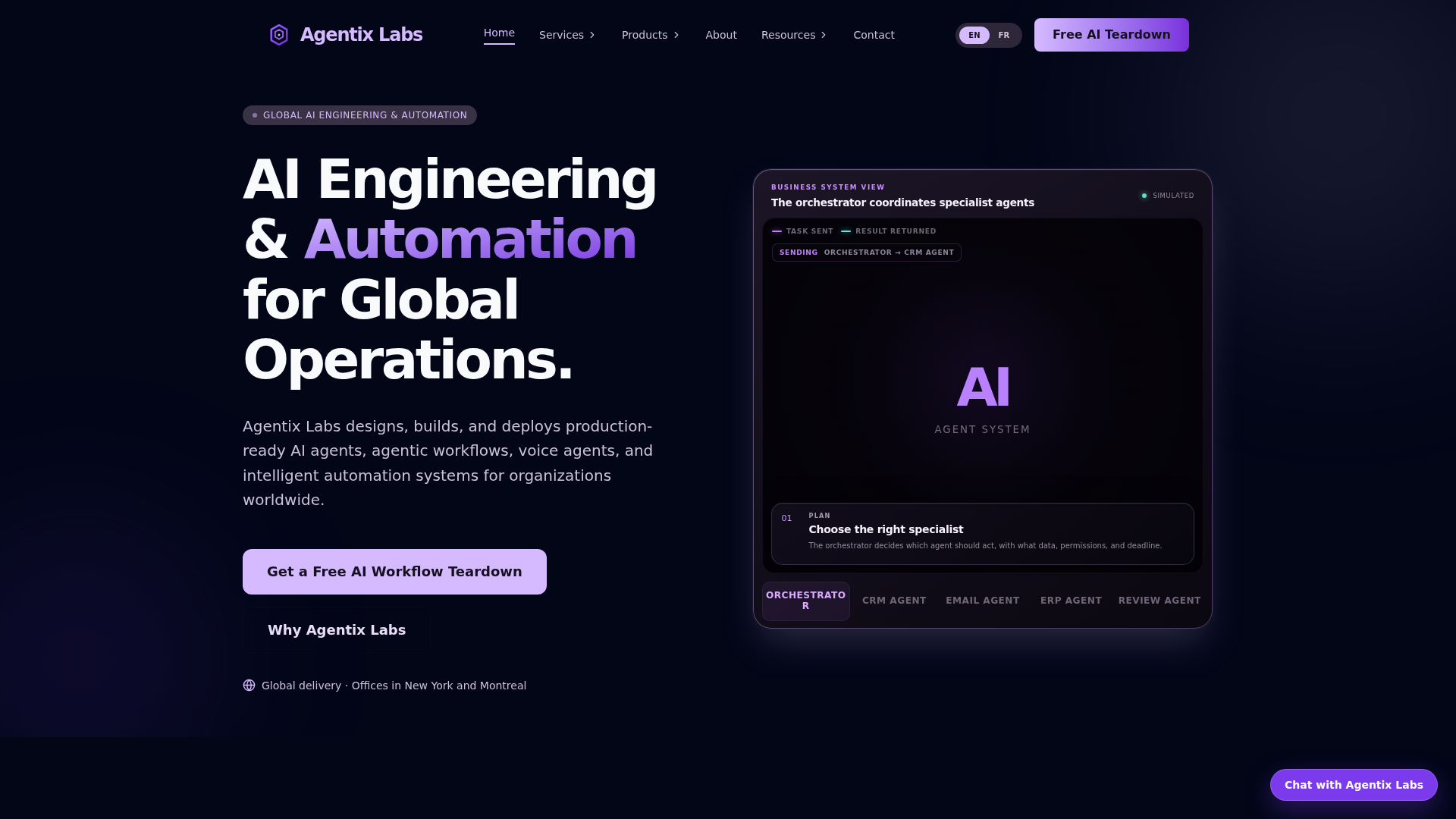 Agentix Labs | Ingeniería y automatización global de agentes de IA