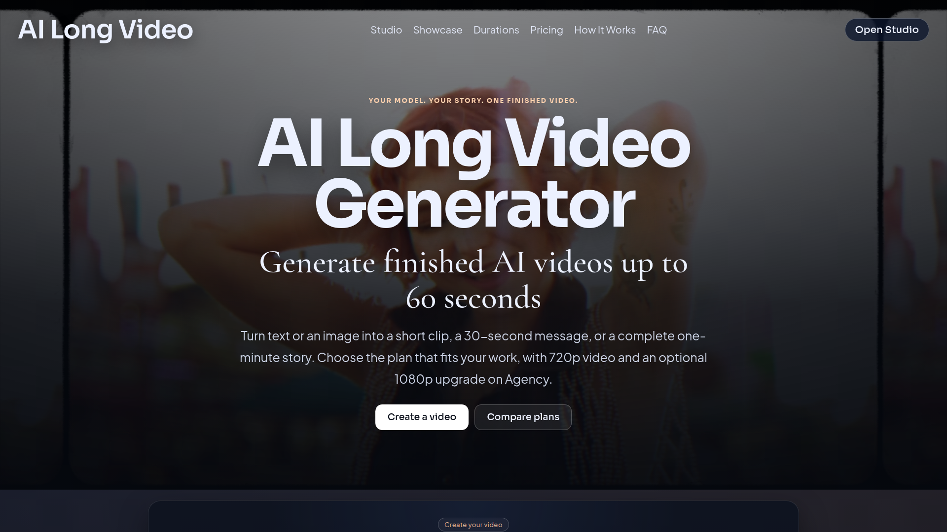 Generador de videos largos con IA - Crea videos de 30‑60 s en línea