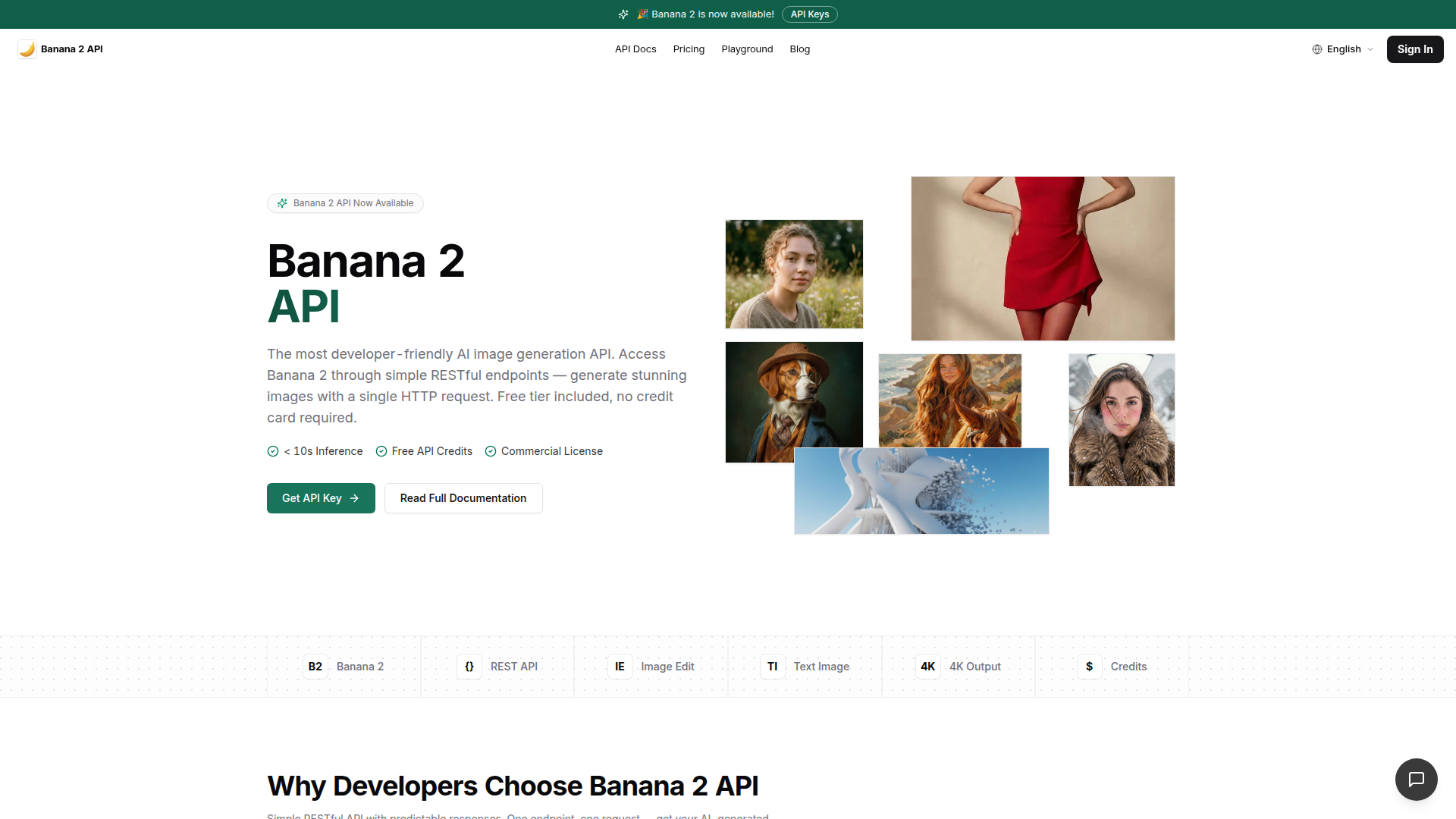 Banana 2 API — API gratuita de generación de imágenes con IA | Banana 2 API