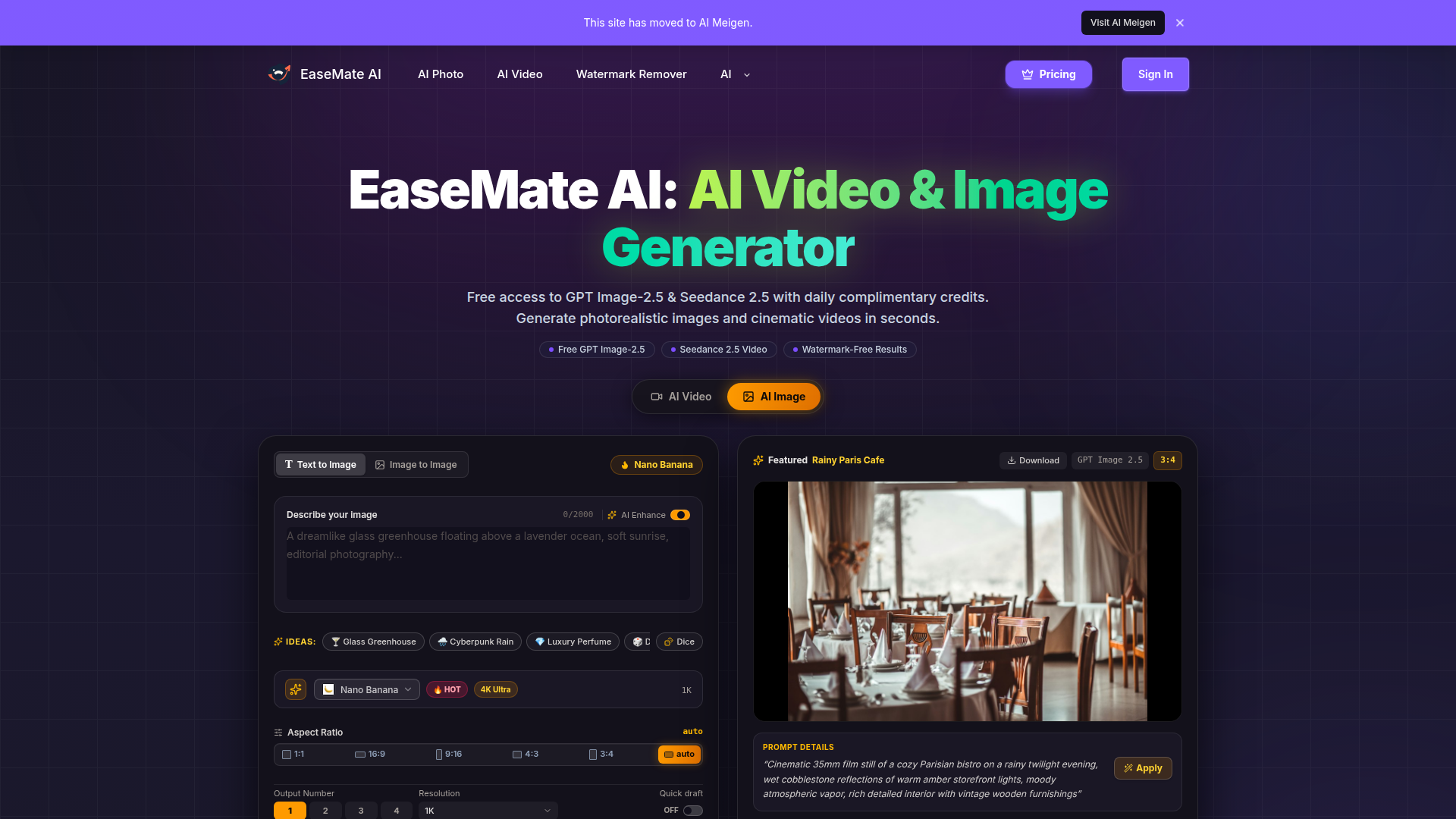 EaseMate AI: Generador de videos e imágenes con IA