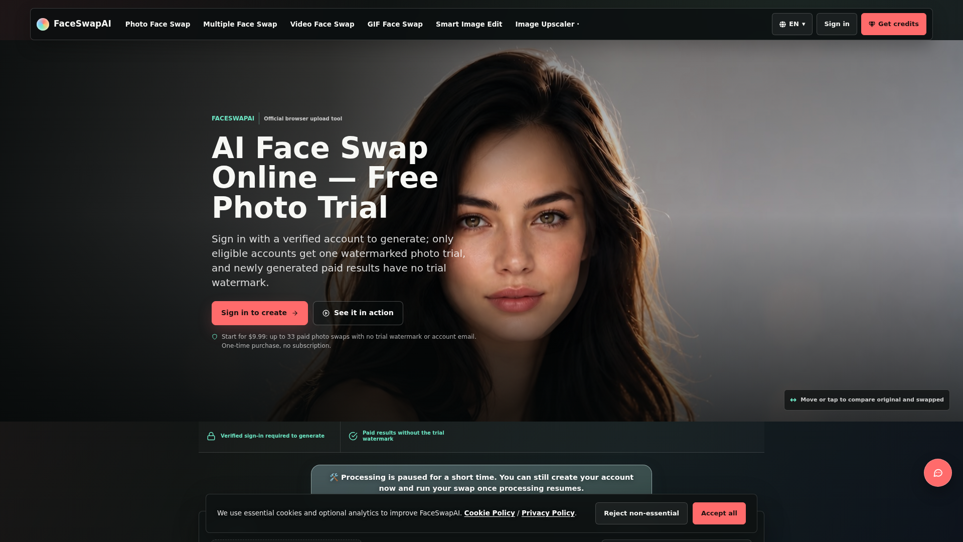 Cambio de caras con IA online — Prueba gratis de fotos | FaceSwapAI