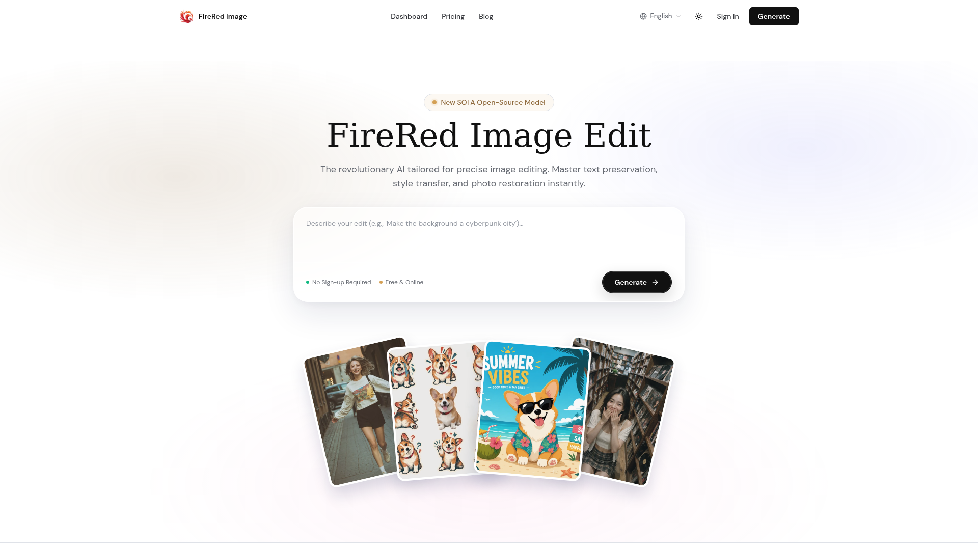FireRed Image Edit: Free AI Photo Editor (No Sign-up)