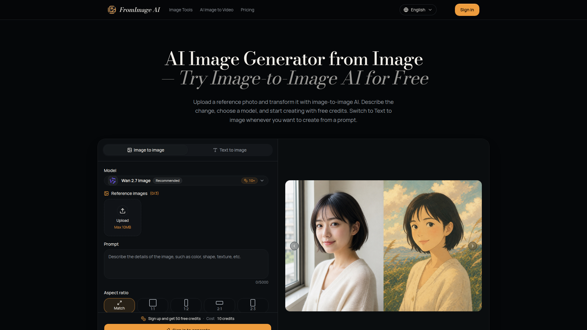 Generador de Imágenes AI Gratuito a partir de Imagen | AI de Imagen a Imagen