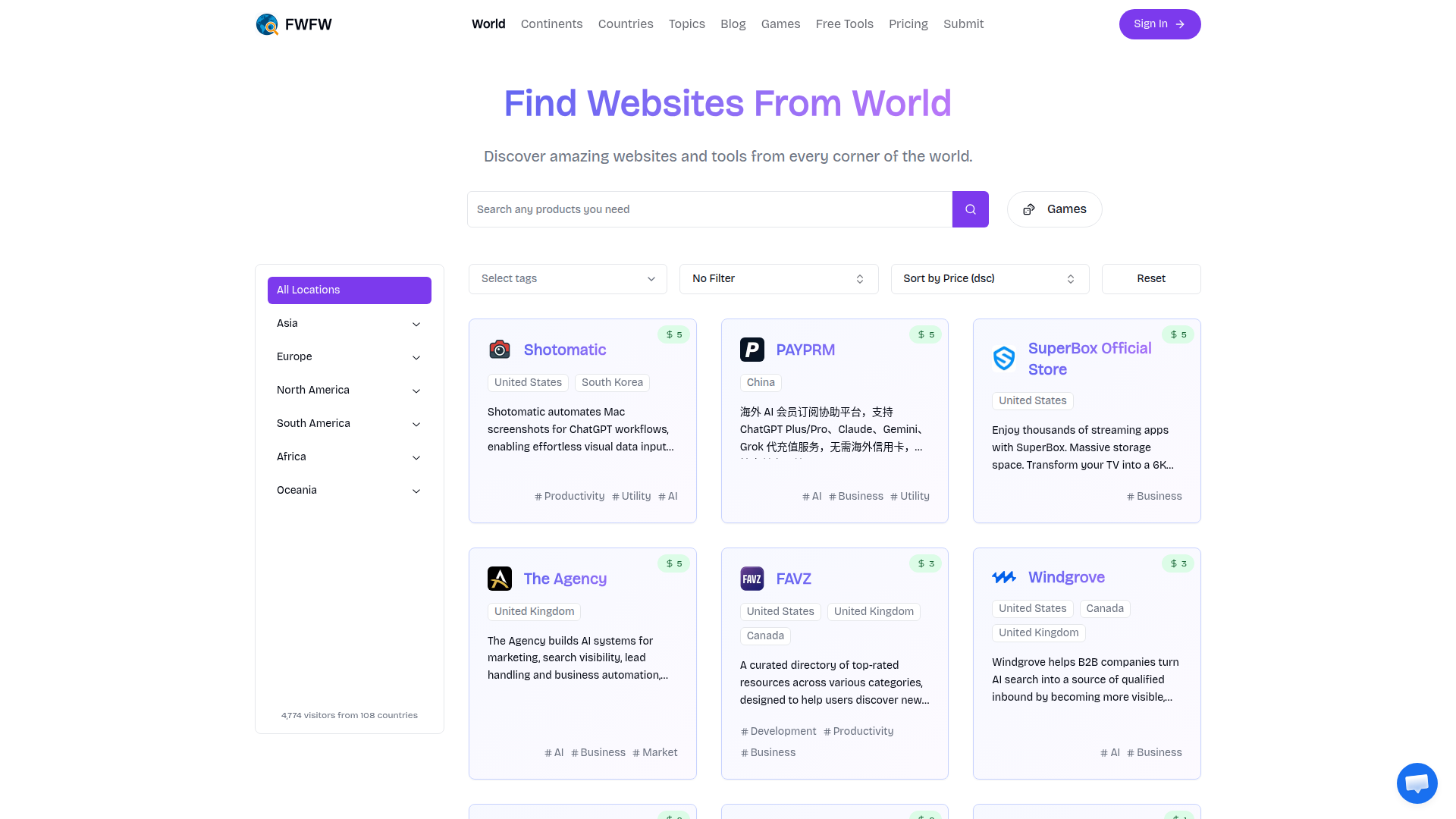 FWFW - Encuentra sitios web del mundo
