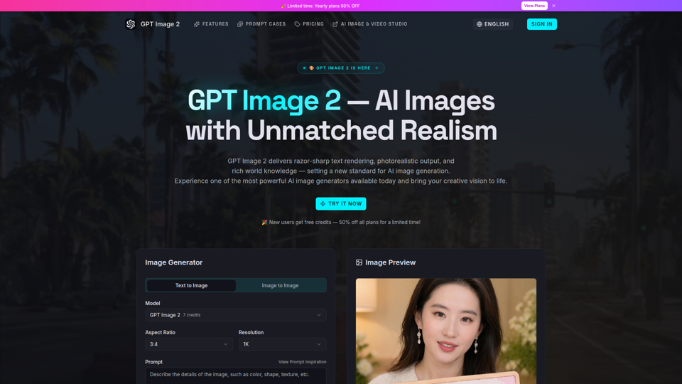 GPT Image 2: Free AI Image Generator — Photorealistic Output