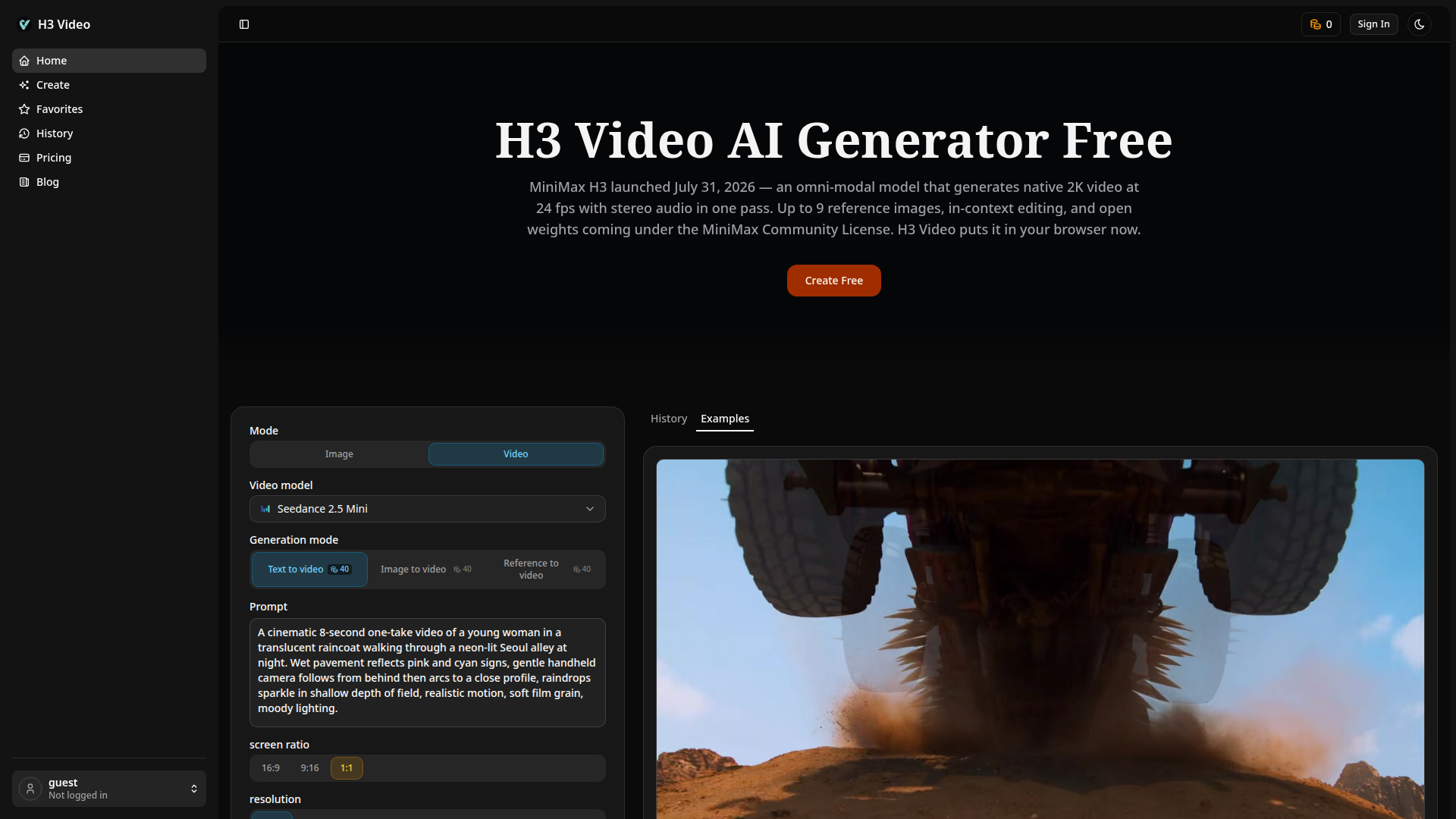 H3 Generador de video con IA gratis