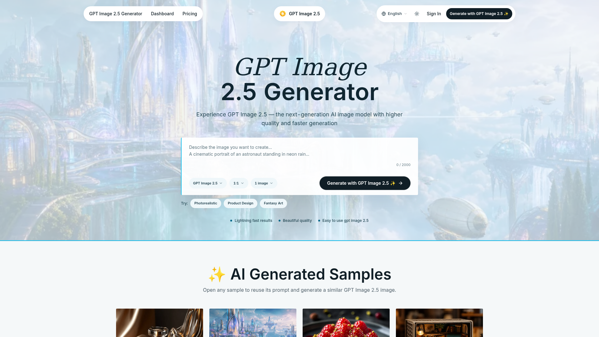 Generador GPT Image 2.5 gratis en línea