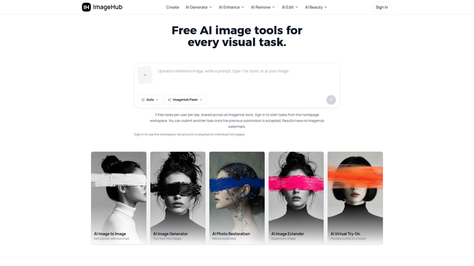 生成・編集・高画質化ができる無料AI画像ツール | ImageHub
