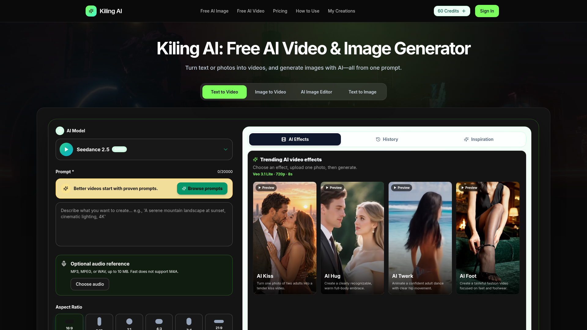 Kiling AI: Generador gratuito de videos e imágenes con IA