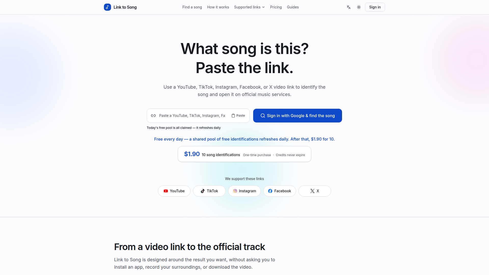 Buscador gratuito de canciones para enlaces de video | Enlace a canción