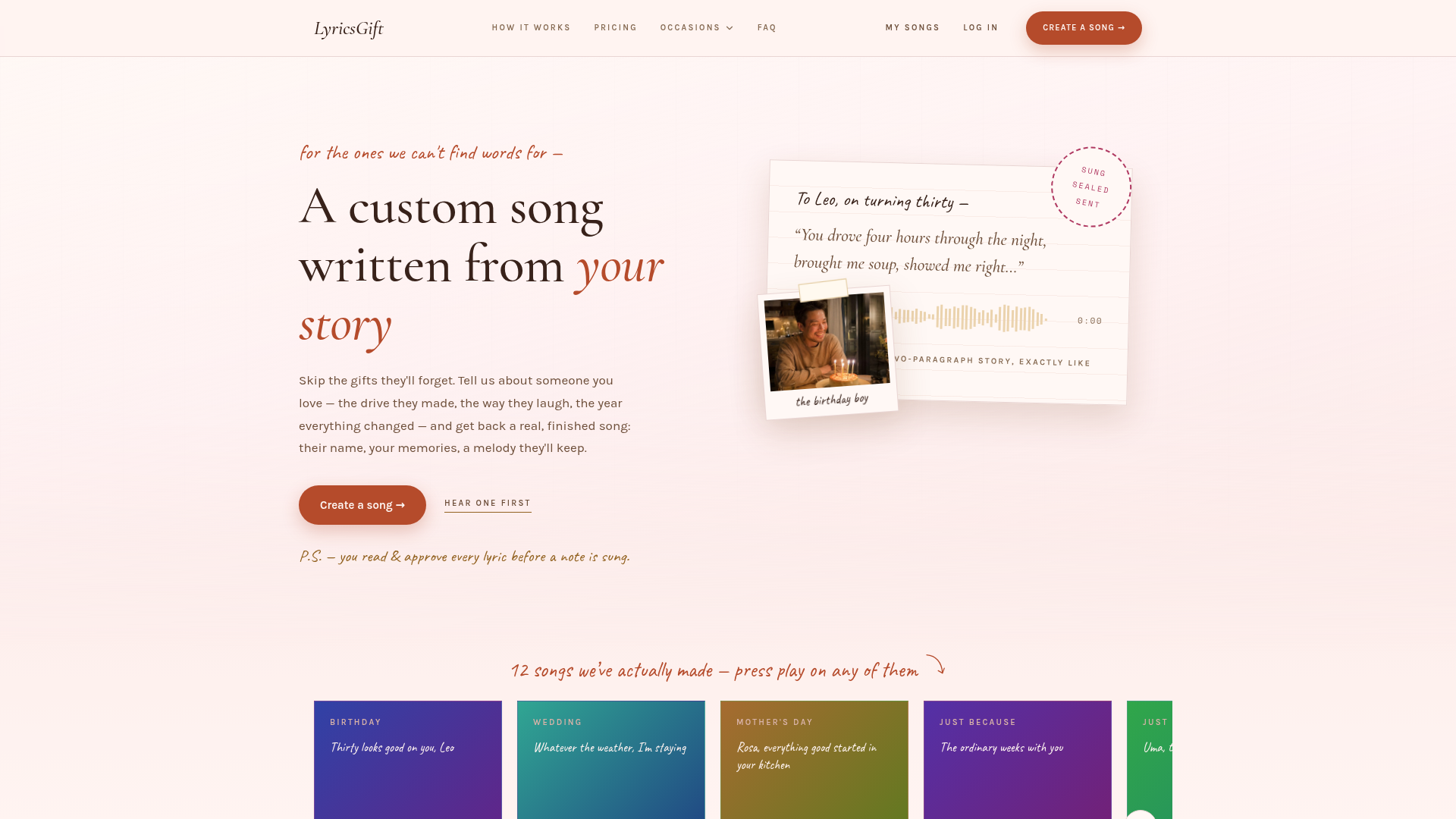Custom Song Gift: Personalized Songs in Minutes | LyricsGift