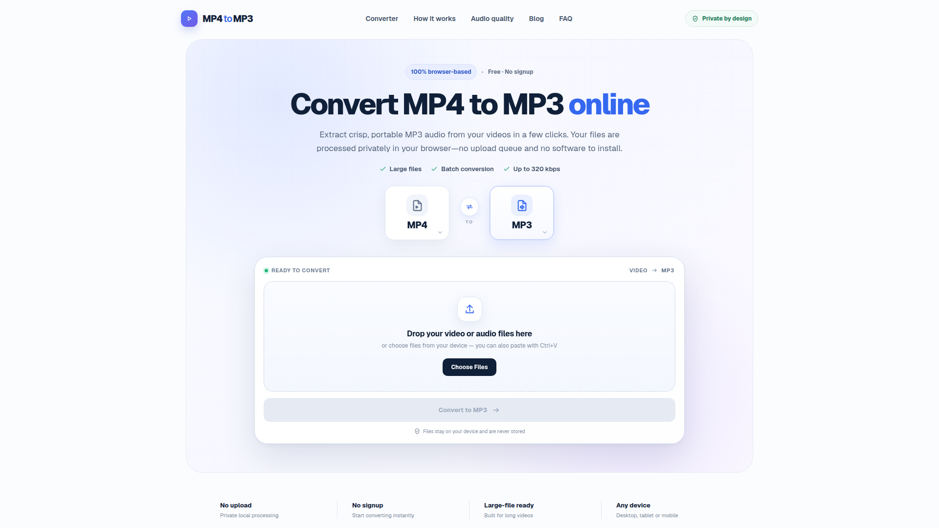 MP4 to MP3 Converter – Free, Private, No Upload