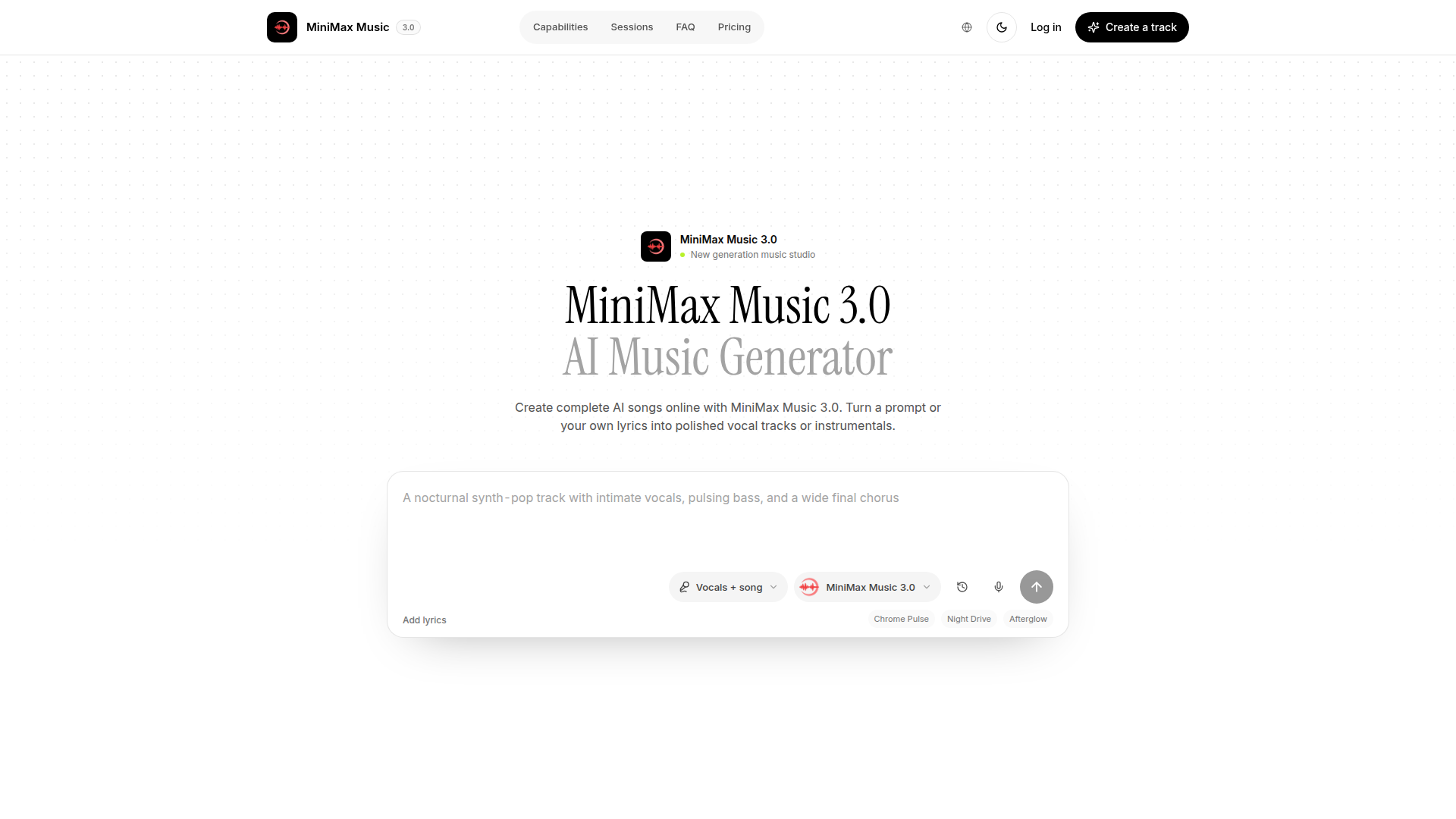 MiniMax Music 3.0 Online - Generador de canciones con IA