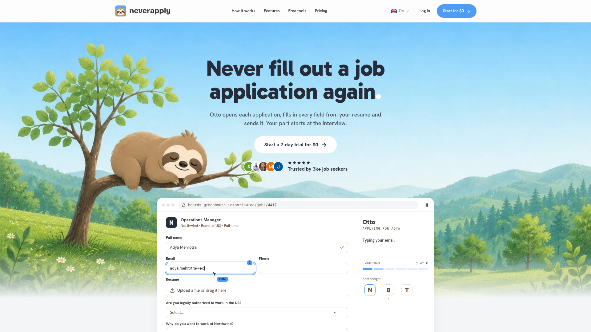 Agente de búsqueda de empleo con IA que postula por ti | NeverApply