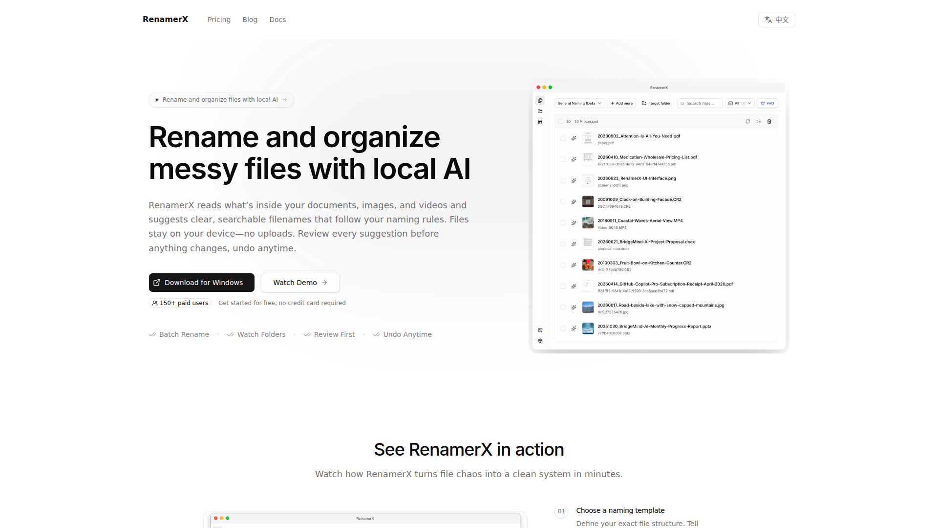 Renombrador y organizador de archivos con IA | RenamerX
