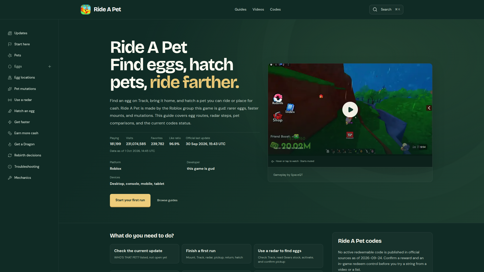 Ride A Pet Wiki: Eggs, Pets, Radar, Codes & Index