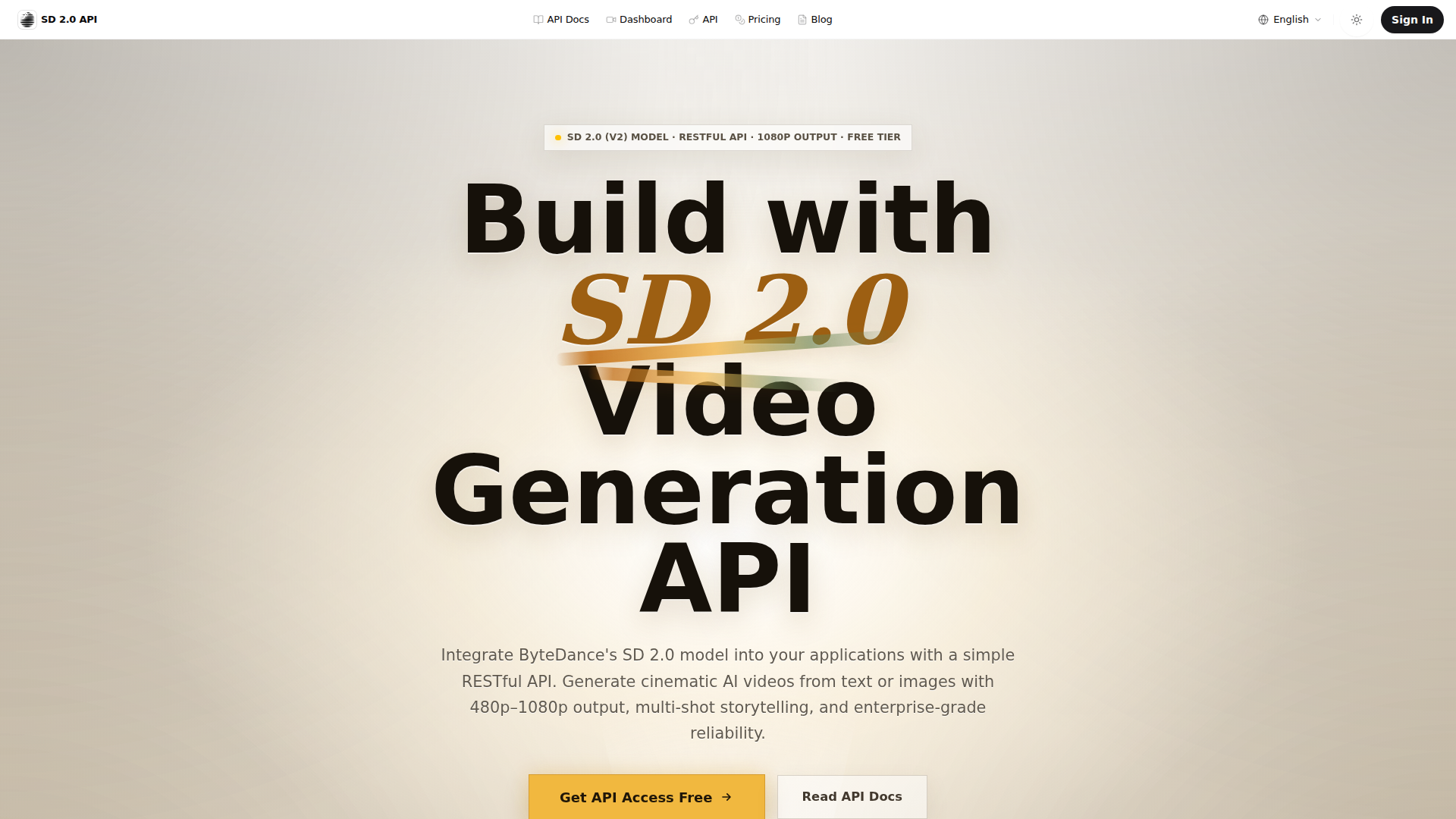 SD 2.0 API – AI Video Generation API
