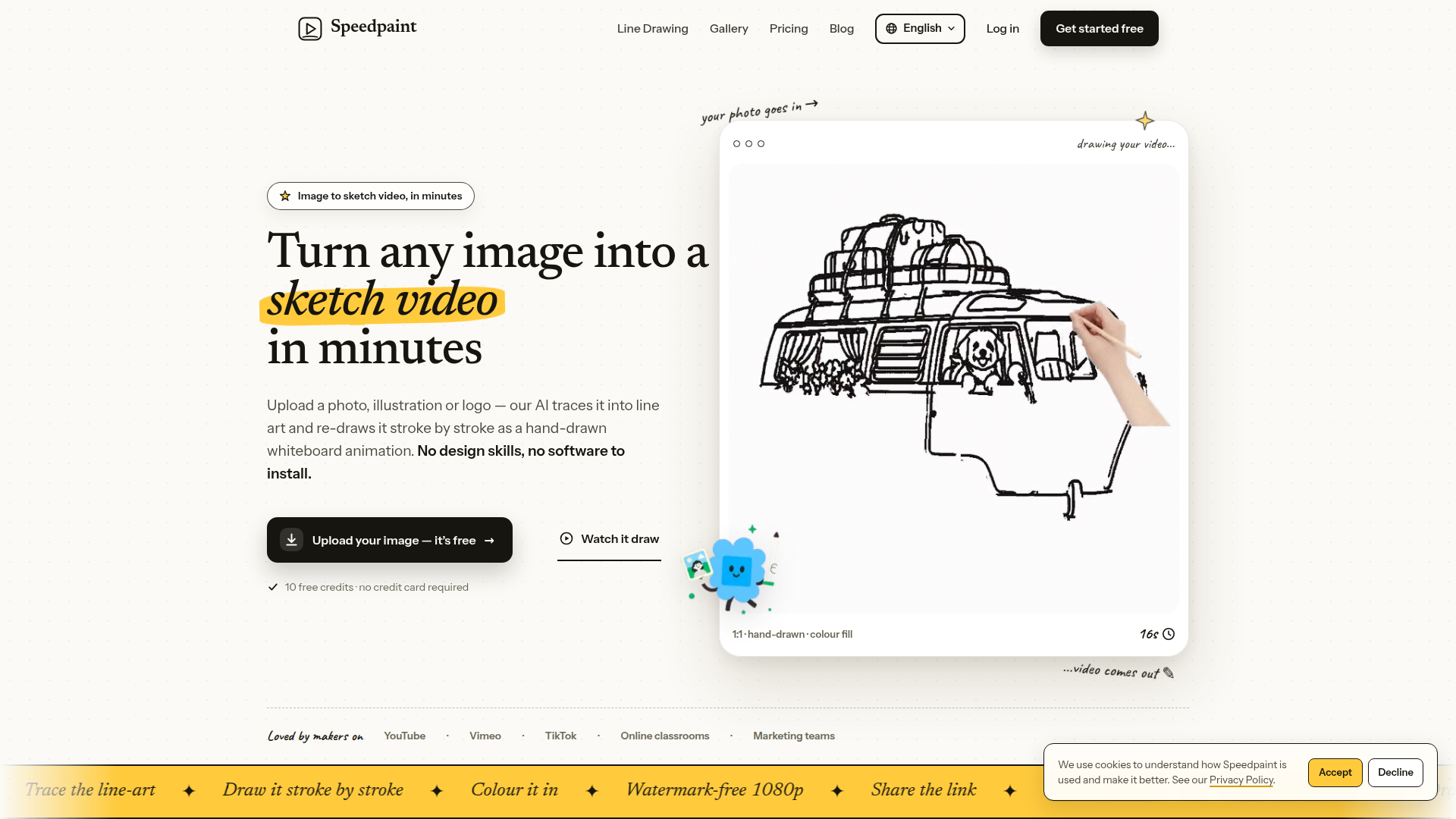 De imagen a video de boceto gratis | Creador de videos dibujados a mano
