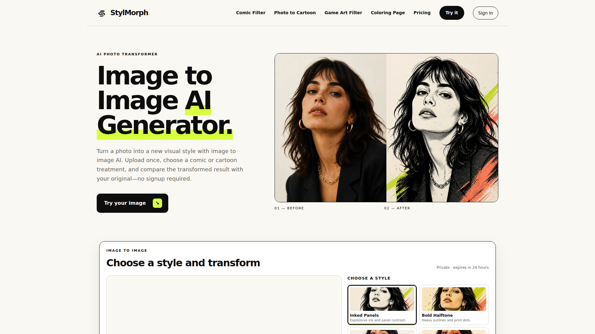 IA de imagen a imagen - Transformador de fotos online gratis | StylMorph