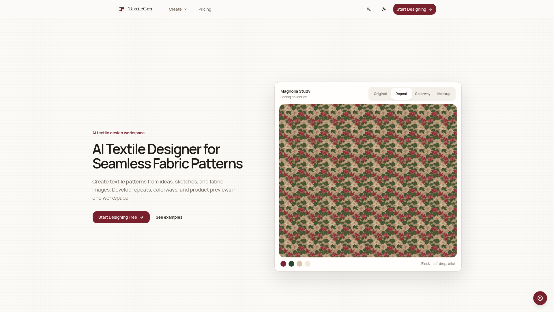 Diseñador textil con IA y generador de patrones | TextileGen