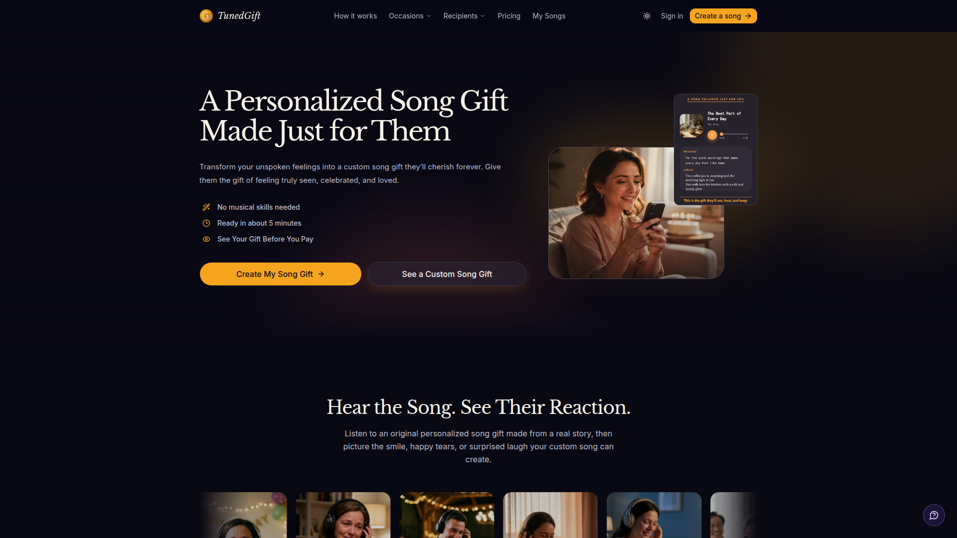 Regalo de canción personalizada: Escucha antes de comprar | TunedGift