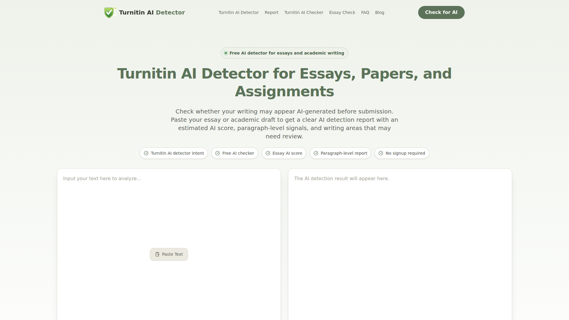 Detector de IA de Turnitin & Verificador de IA de Turnitin