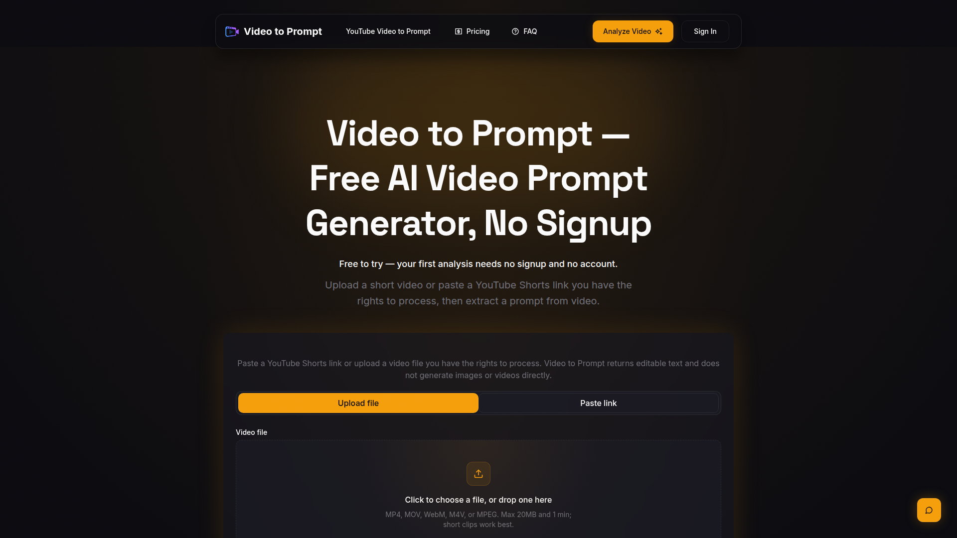 Video a Prompt — Generador gratuito de video a prompt con IA