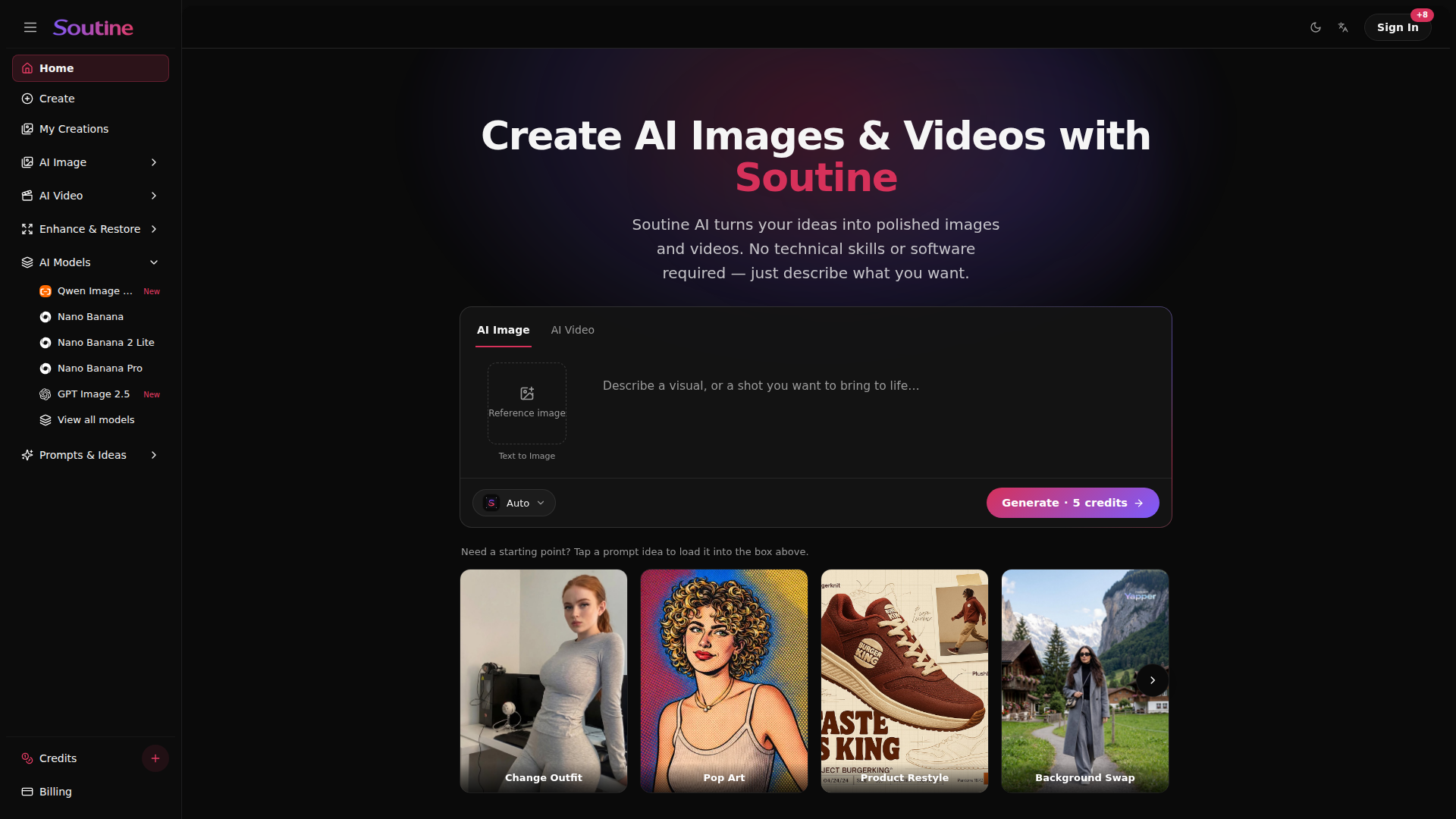 Generador de imágenes y videos con IA | Soutine
