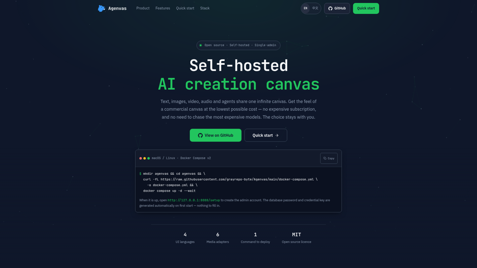 Agenvas — Self-hosted AI creation canvas