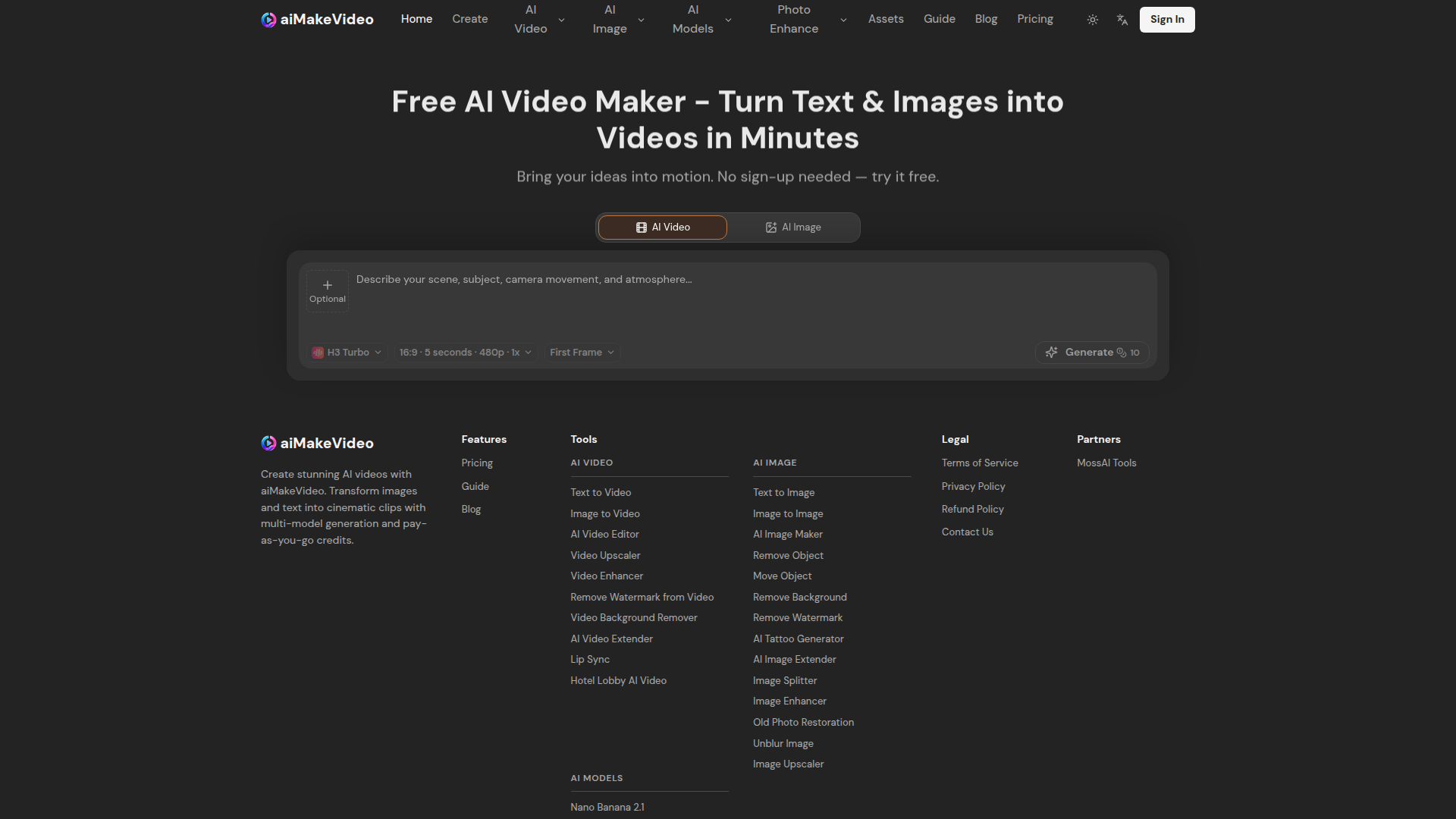Creador de videos con IA - Generador gratuito de videos con IA | aiMakeVideo
