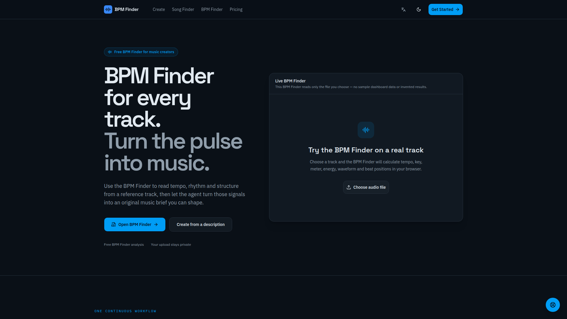 Buscador de BPM y agente musical con IA | Análisis de tempo gratis