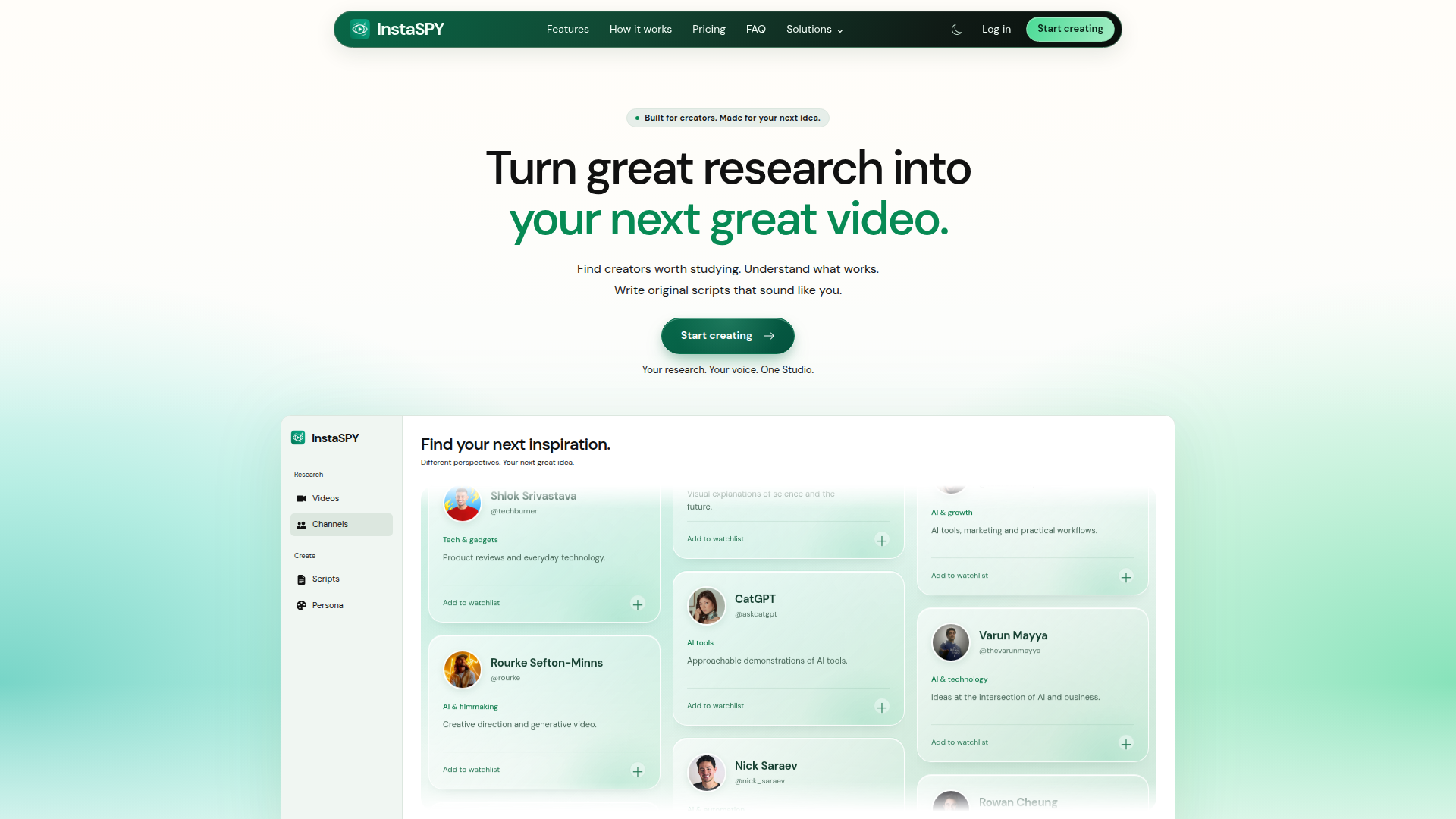 InstaSPY Studio — Research creators. Write with confidence.