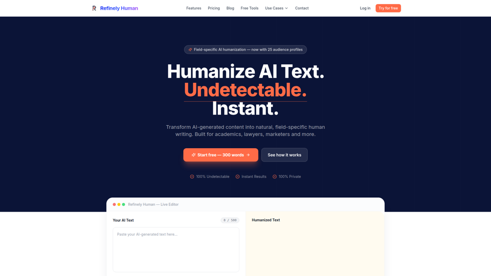 Refinely Human — AI Humanizer at refinelyhuman.com