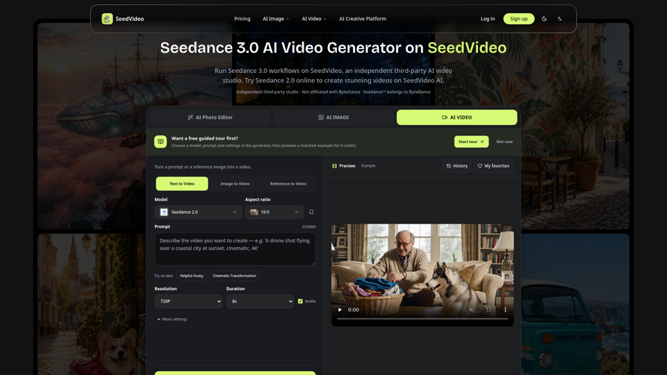 Seedance 3.0 AI Video Generator on SeedVideo
