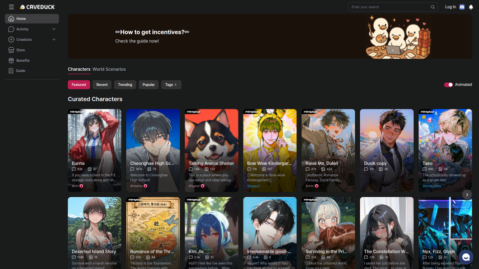 Caveduck - Live-KI-Charakter-Chat