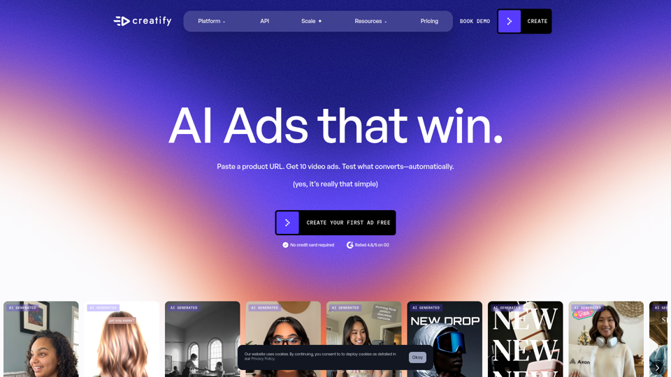 Creatify - Der KI-Werbegenerator | Erstellen Sie erfolgreiche Werbung mit KI