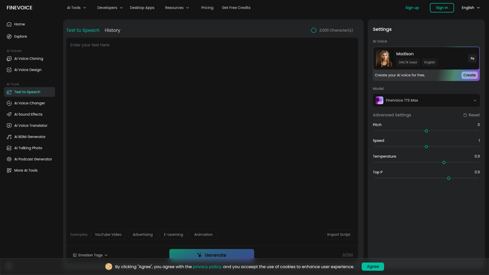Texto a voz gratis en línea con voces de IA realistas | FineVoice