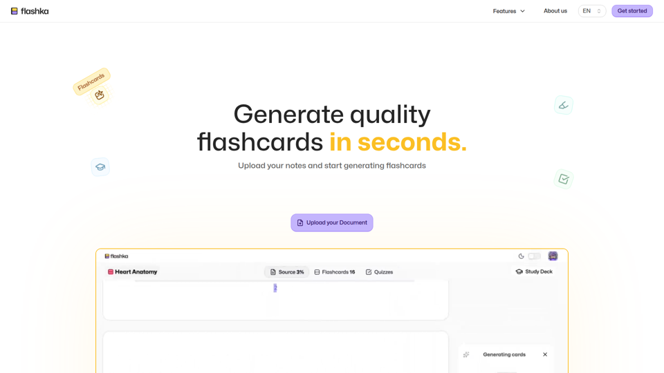 Flashka - ¡Aprende más rápido con tarjetas didácticas de IA!