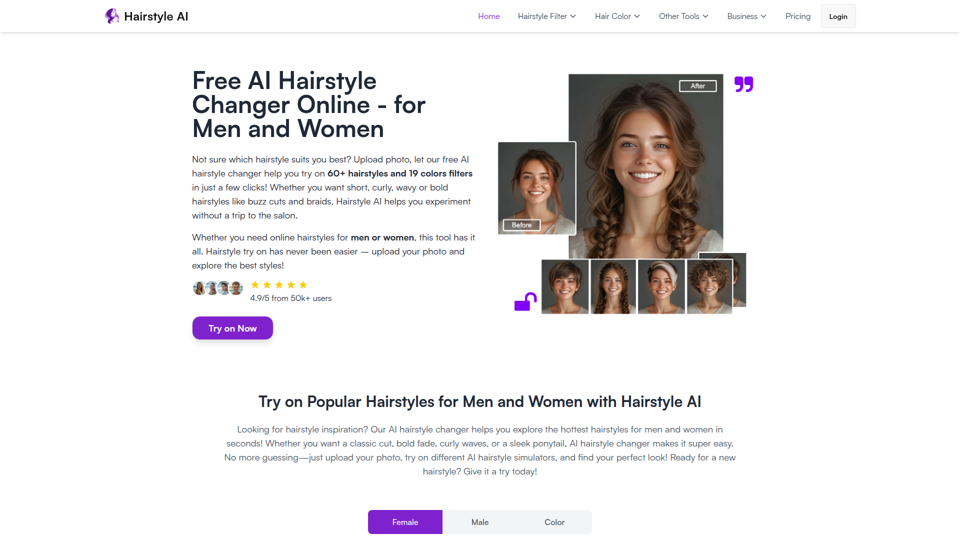 AI Hairstyle Changer: Free Haircut Simulator with 60+ Styles