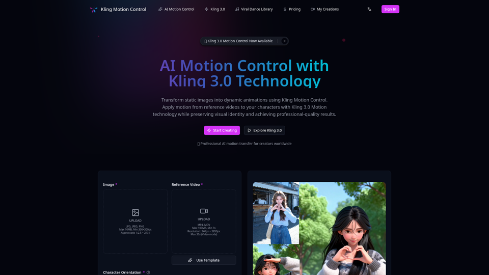 Kling Motion Control - AI Motion Transfer with Kling 3.0