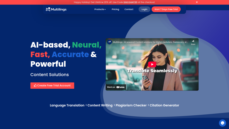 Generador de contenido con IA | Corrector gramatical y de plagio - Prueba gratuita